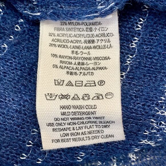 Free People Cowl Neck Sweater Women Small Blue Wool Blend Boho Lagenlook Slouchy - Picture 6 of 6